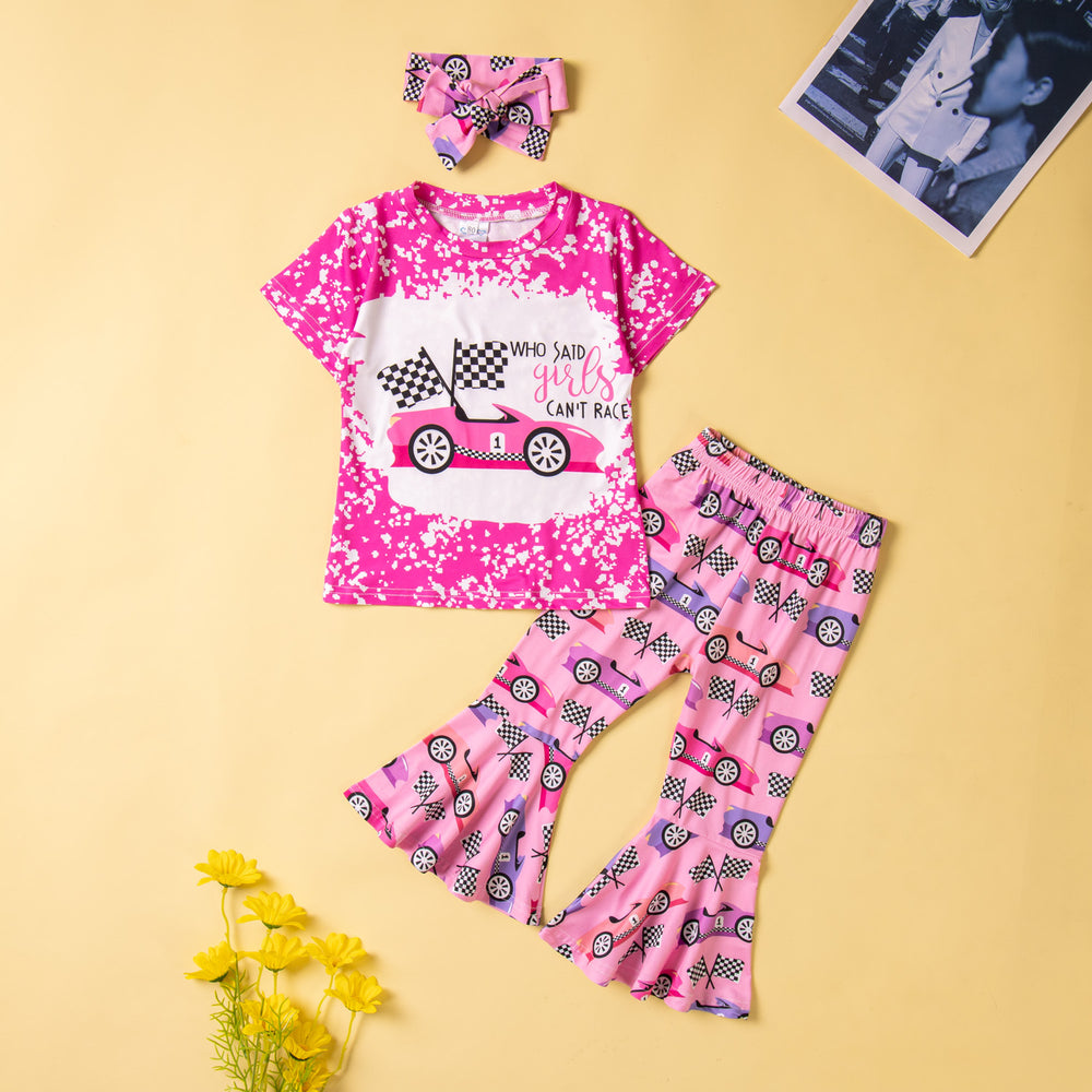 2 Pieces Set Baby Kid Girls Letters Car Tops And Pants Wholesale 230213204