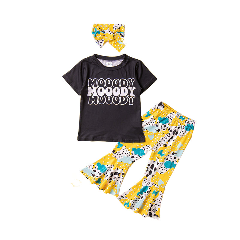 2 Pieces Set Baby Kid Girls Letters Print T-Shirts And Cartoon Pants Wholesale 230213251