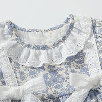 Load image into Gallery viewer, Baby Girls Flower Bow Print Rompers Wholesale 23021327
