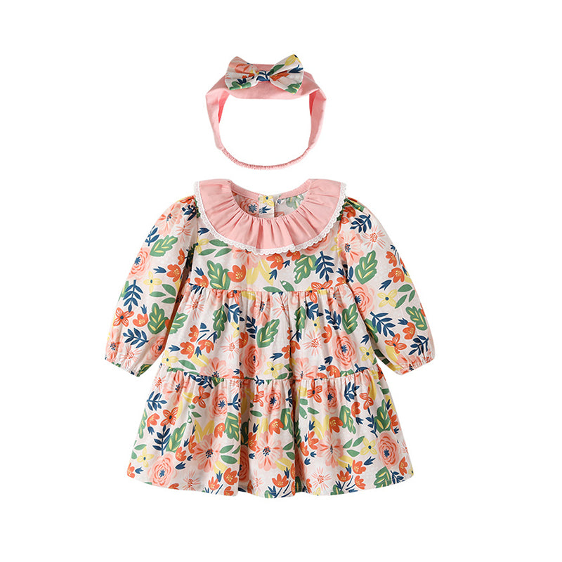 Baby Kid Girls Flower Print Dresses Wholesale 230213294