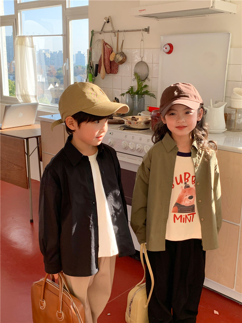 Baby Kid Unisex Solid Color Shirts Wholesale 230213297