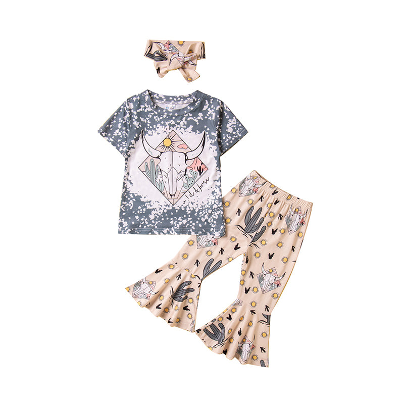 2 Pieces Set Baby Kid Girls Animals Cartoon Print T-Shirts And Pants Wholesale 230213308