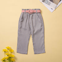 Load image into Gallery viewer, 2 Pieces Set Baby Kid Girls Solid Color Tops And Checked Pants Wholesale 23021333
