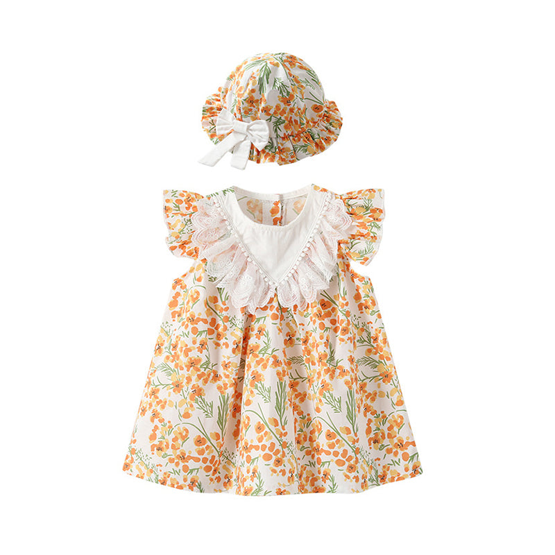 Baby Kid Girls Flower Print Dresses Wholesale 230213354