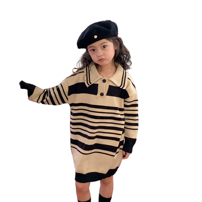 Baby Kid Girls Striped Crochet Dresses Wholesale 230213388