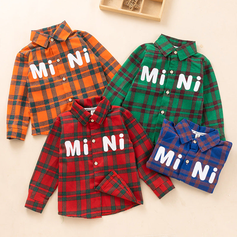 Baby Kid Unisex Letters Checked Shirts Wholesale 230213407
