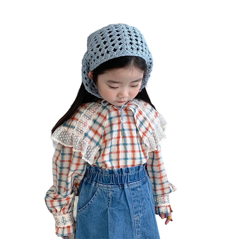 Baby Kid Girls Checked Lace Shirts Wholesale 230213412