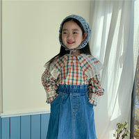 Load image into Gallery viewer, Baby Kid Girls Checked Lace Shirts Wholesale 230213412
