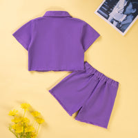 Load image into Gallery viewer, 2 Pieces Set Baby Kid Girls Solid Color Tops And Shorts Wholesale 230213423
