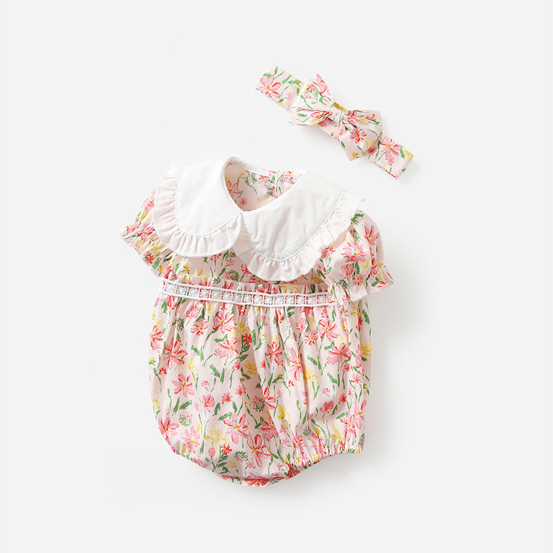 Baby Girls Flower Print Rompers Wholesale 230213517