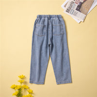 Load image into Gallery viewer, 2 Pieces Set Baby Kid Girls Solid Color Tops And Ripped Jeans Wholesale 23021374
