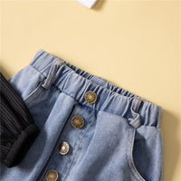 Load image into Gallery viewer, 2 Pieces Set Baby Kid Girls Solid Color Tops And Ripped Jeans Wholesale 23021374
