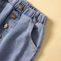 Load image into Gallery viewer, 2 Pieces Set Baby Kid Girls Solid Color Tops And Ripped Jeans Wholesale 23021374
