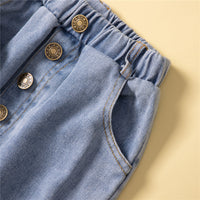 Load image into Gallery viewer, 2 Pieces Set Baby Kid Girls Solid Color Tops And Ripped Jeans Wholesale 23021374
