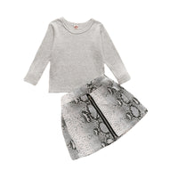 Load image into Gallery viewer, 2 Pieces Set Baby Kid Boys Solid Color Tops And Snakeskin Skirts Wholesale 23021609
