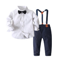 Load image into Gallery viewer, 2 Pieces Set Baby Kid Boys Birthday Party Bow Shirts And Solid Color Jumpsuits Wholesale 23021612

