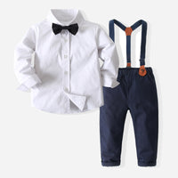 Load image into Gallery viewer, 2 Pieces Set Baby Kid Boys Birthday Party Bow Shirts And Solid Color Jumpsuits Wholesale 23021612
