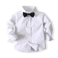 Load image into Gallery viewer, 2 Pieces Set Baby Kid Boys Birthday Party Bow Shirts And Solid Color Jumpsuits Wholesale 23021612
