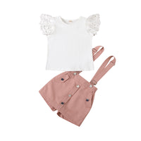 Load image into Gallery viewer, 2 Pieces Set Baby Kid Girls Solid Color Tops And Rompers Wholesale 23021613
