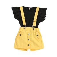 Load image into Gallery viewer, 2 Pieces Set Baby Kid Girls Solid Color Tops And Rompers Wholesale 23021613

