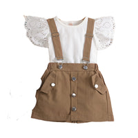 Load image into Gallery viewer, 2 Pieces Set Baby Kid Girls Solid Color Tops And Rompers Wholesale 23021613
