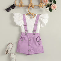 Load image into Gallery viewer, 2 Pieces Set Baby Kid Girls Solid Color Tops And Rompers Wholesale 23021613
