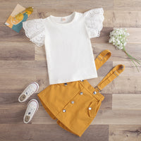 Load image into Gallery viewer, 2 Pieces Set Baby Kid Girls Solid Color Tops And Rompers Wholesale 23021613
