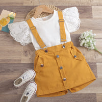 Load image into Gallery viewer, 2 Pieces Set Baby Kid Girls Solid Color Tops And Rompers Wholesale 23021613
