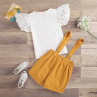 Load image into Gallery viewer, 2 Pieces Set Baby Kid Girls Solid Color Tops And Rompers Wholesale 23021613
