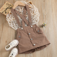 Load image into Gallery viewer, 2 Pieces Set Baby Kid Girls Solid Color Tops And Rompers Wholesale 23021613
