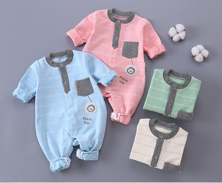 Baby Unisex Striped Letters Jumpsuits Wholesale 23021614