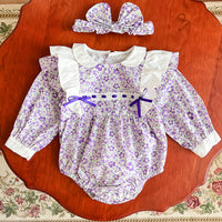 Load image into Gallery viewer, Baby Girls Flower Bow Print Rompers Wholesale 230216147
