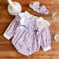 Load image into Gallery viewer, Baby Girls Flower Bow Print Rompers Wholesale 230216147
