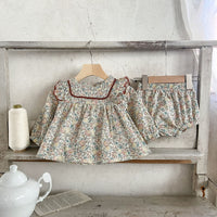 Load image into Gallery viewer, 2 Pieces Set Baby Girls Flower Print Dresses And Shorts Wholesale 230216151
