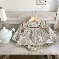 Load image into Gallery viewer, 2 Pieces Set Baby Girls Flower Print Dresses And Shorts Wholesale 230216151
