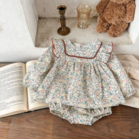 Load image into Gallery viewer, 2 Pieces Set Baby Girls Flower Print Dresses And Shorts Wholesale 230216151
