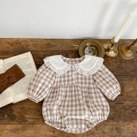 Load image into Gallery viewer, Baby Girls Checked Rompers Wholesale 230216186
