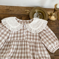 Load image into Gallery viewer, Baby Girls Checked Rompers Wholesale 230216186
