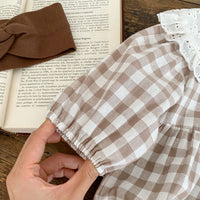 Load image into Gallery viewer, Baby Girls Checked Rompers Wholesale 230216186
