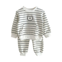 Load image into Gallery viewer, 2 Pieces Set Baby Unisex Striped Animals Cartoon Hoodies Sweatshirts And Pants Wholesale 230216193

