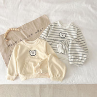 Load image into Gallery viewer, 2 Pieces Set Baby Unisex Striped Animals Cartoon Hoodies Sweatshirts And Pants Wholesale 230216193
