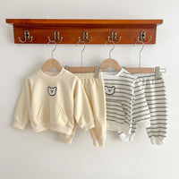 Load image into Gallery viewer, 2 Pieces Set Baby Unisex Striped Animals Cartoon Hoodies Sweatshirts And Pants Wholesale 230216193
