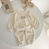 Load image into Gallery viewer, 2 Pieces Set Baby Unisex Striped Animals Cartoon Hoodies Sweatshirts And Pants Wholesale 230216193
