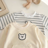 Load image into Gallery viewer, 2 Pieces Set Baby Unisex Striped Animals Cartoon Hoodies Sweatshirts And Pants Wholesale 230216193
