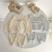 Load image into Gallery viewer, 2 Pieces Set Baby Unisex Striped Animals Cartoon Hoodies Sweatshirts And Pants Wholesale 230216193
