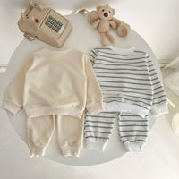 Load image into Gallery viewer, 2 Pieces Set Baby Unisex Striped Animals Cartoon Hoodies Sweatshirts And Pants Wholesale 230216193

