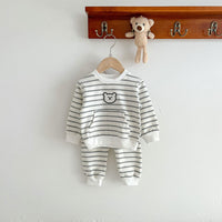 Load image into Gallery viewer, 2 Pieces Set Baby Unisex Striped Animals Cartoon Hoodies Sweatshirts And Pants Wholesale 230216193
