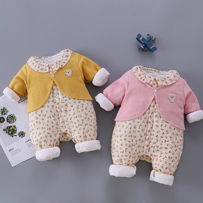 Baby Girls Flower Print Jumpsuits Wholesale 23021621