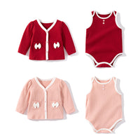 Load image into Gallery viewer, Baby Girls Solid Color Cardigan And Rompers Wholesale 230216212
