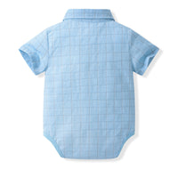 Load image into Gallery viewer, 2 Pieces Set Baby Boys Dressy Checked Bow Rompers And Solid Color Suits Jumpsuits Wholesale 230216213
